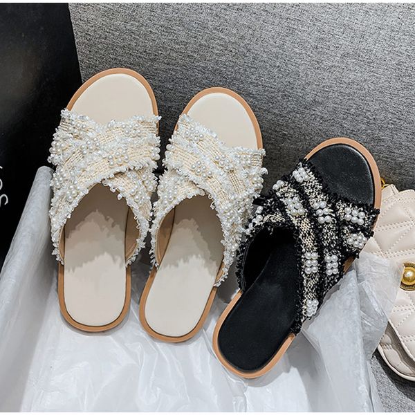 women's sandals ladies open toe pu pearl non-slip flat shoes woman comfortable casual indoor slippers woman 2020 summer hot, Black
women's sandals ladies open toe pu pearl non-slip flat shoes woman comfortable casual indoor slippers woman 2020 summer hot, Black