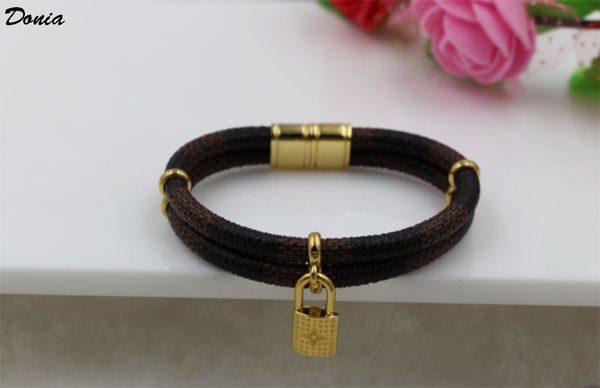 donia jewelry party european and american fashion lock classic leather titanium steel bracelet women's bracelet birthday gift, Black
donia jewelry party european and american fashion lock classic leather titanium steel bracelet women's bracelet birthday gift, Black