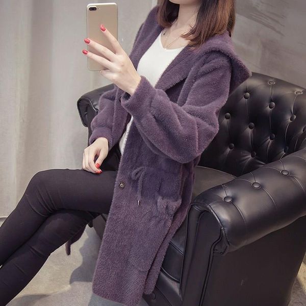 new imitation water velvet coat pockets women vintage hooded single breasted long woolen coat casual loose outwear, Black
new imitation water velvet coat pockets women vintage hooded single breasted long woolen coat casual loose outwear, Black