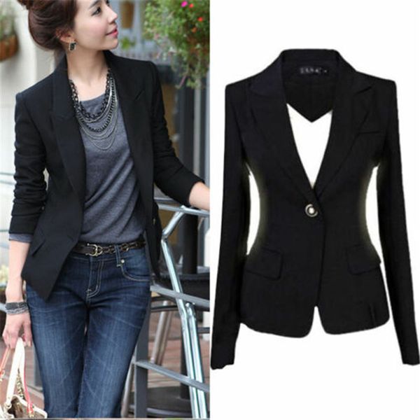 2019 women business smart blazer fashion women's single button slim suit outwear long sleeve black blazer plus size, White;black
2019 women business smart blazer fashion women's single button slim suit outwear long sleeve black blazer plus size, White;black