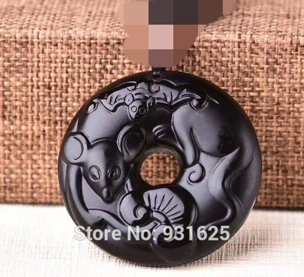 new beautiful natural black obsidian carved chinese zodiac rat round buckle lucky blessing pendant + necklace fashion jewelry, Silver
new beautiful natural black obsidian carved chinese zodiac rat round buckle lucky blessing pendant + necklace fashion jewelry, Silver