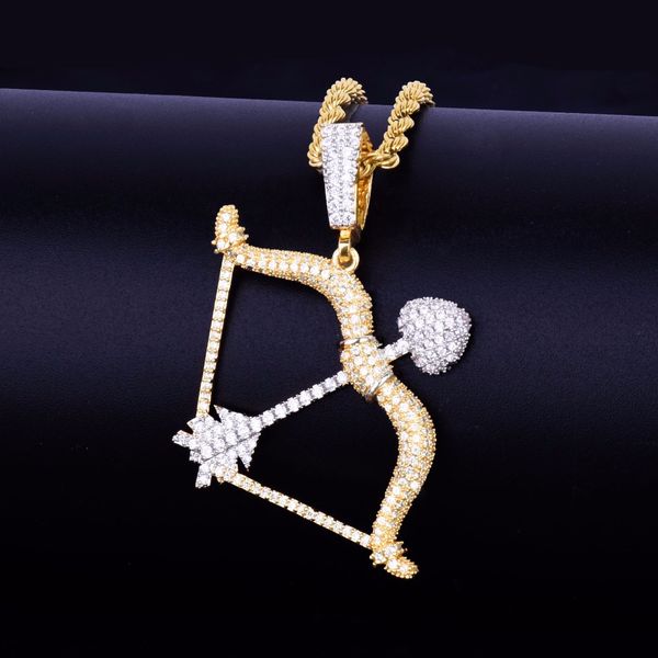 new men's bow and arrow shape necklace & pendants gold silver color iced cubic zircon hip hop jewelry with tennis chain
new men's bow and arrow shape necklace & pendants gold silver color iced cubic zircon hip hop jewelry with tennis chain