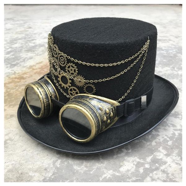men women retro handmade steampunk hat with gear glasses stage magic hat cosplay size 57cm, Blue;gray
men women retro handmade steampunk hat with gear glasses stage magic hat cosplay size 57cm, Blue;gray