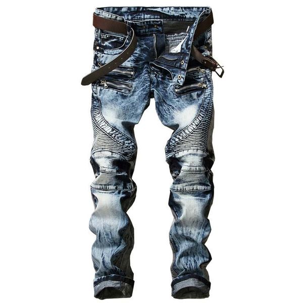 mcikkny fashion men's biker jeans pants washed slim fit denim pants multi-pockets motorcycle denim trousers for men, Blue
mcikkny fashion men's biker jeans pants washed slim fit denim pants multi-pockets motorcycle denim trousers for men, Blue