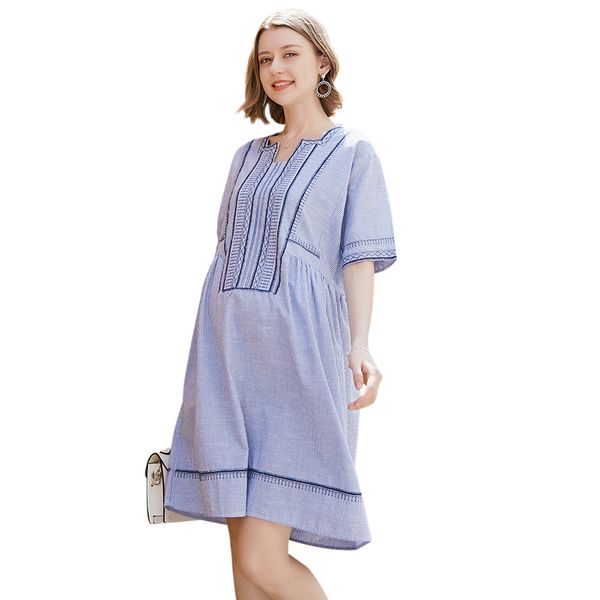 pregnant women summer high street fashion loose striped knee length dress maternity clothing pregnancy plus size brief dresses, White
pregnant women summer high street fashion loose striped knee length dress maternity clothing pregnancy plus size brief dresses, White