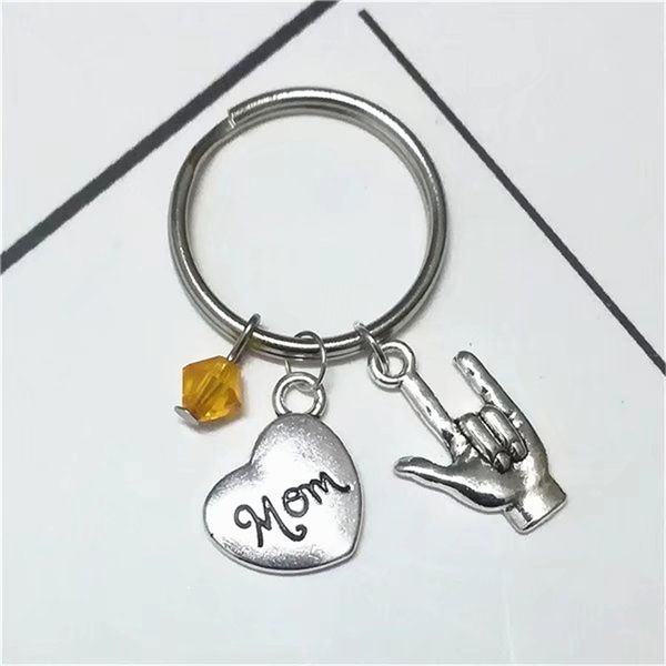 personalized mom keychain mothers day gift i love you hand sign keychain with birthstone, gift for mom, mom jewelry, Silver
personalized mom keychain mothers day gift i love you hand sign keychain with birthstone, gift for mom, mom jewelry, Silver
