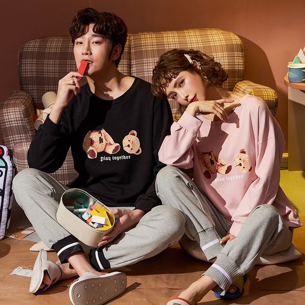 july's song casual long sleeve pajamas sets couple cartoon women men nightwear sleepwear cotton soft pijamas sets spring summer, Black;red
july's song casual long sleeve pajamas sets couple cartoon women men nightwear sleepwear cotton soft pijamas sets spring summer, Black;red
