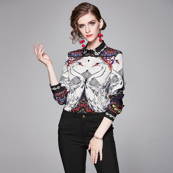 new classic casual button shirts women long sleeve lapel neck printed ladies runway shirt blouses elegant office slim designer shirts, White
new classic casual button shirts women long sleeve lapel neck printed ladies runway shirt blouses elegant office slim designer shirts, White