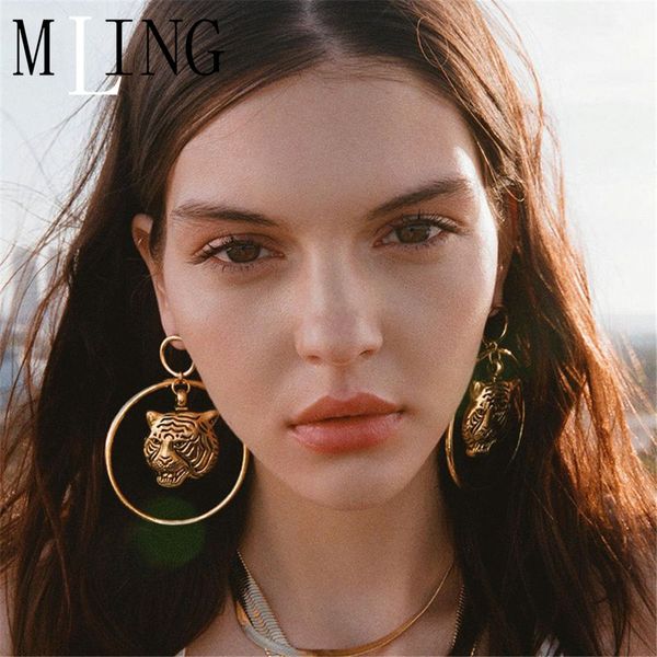 mling 2019 fashion animal alloy earrings vintage gold big circle tiger drop earrings for women, Silver
mling 2019 fashion animal alloy earrings vintage gold big circle tiger drop earrings for women, Silver