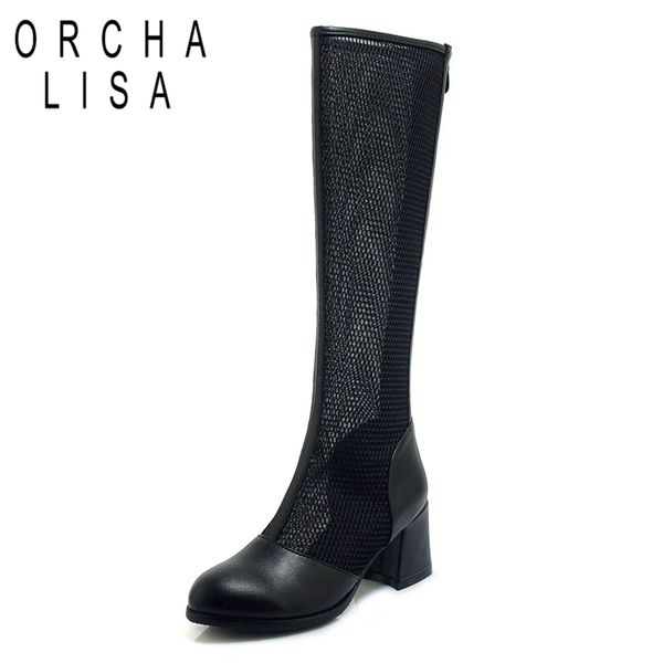 orcha lisa spring summer women knee high boots square heel genuine leather mesh boots breathable women thick heel shoes black
orcha lisa spring summer women knee high boots square heel genuine leather mesh boots breathable women thick heel shoes black
