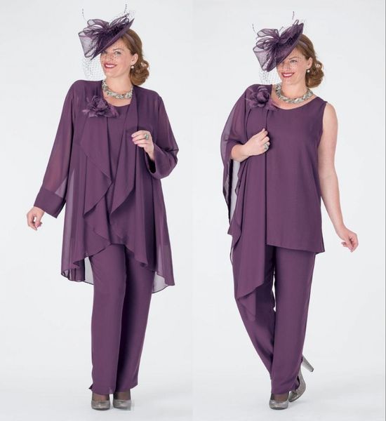 custom made purple three pieces mother of the bride suits chiffon jewel with long sleeves jacket formal wearing pants pd4026, Black;red
custom made purple three pieces mother of the bride suits chiffon jewel with long sleeves jacket formal wearing pants pd4026, Black;red