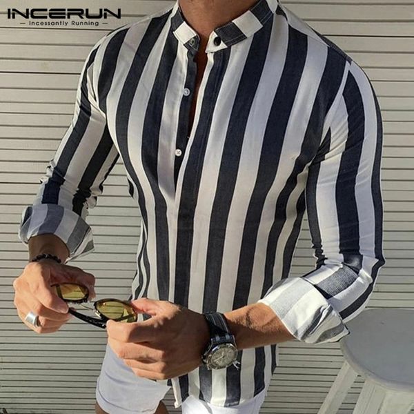 incerun 2019 fashion casual shirt men striped brand long sleeve stand collar button camisa chic dress shirts men streetwear 3xl, White;black
incerun 2019 fashion casual shirt men striped brand long sleeve stand collar button camisa chic dress shirts men streetwear 3xl, White;black
