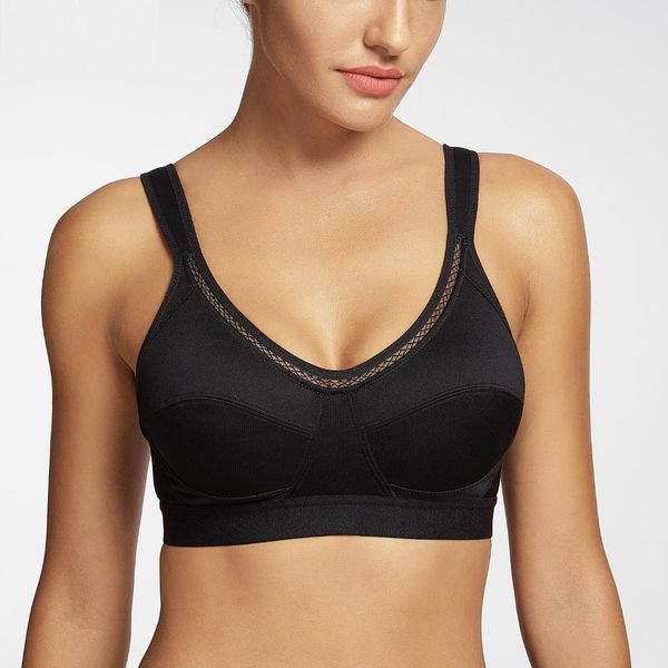 la isla women's high support solid no padding fitness classic sports bra, White;black
la isla women's high support solid no padding fitness classic sports bra, White;black