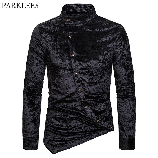 black velvet velour tuxedo shirt men 2020 autumn new banded collar irregular hem slim fit mens dress shirts camisa masculina 2xl, White;black
black velvet velour tuxedo shirt men 2020 autumn new banded collar irregular hem slim fit mens dress shirts camisa masculina 2xl, White;black
