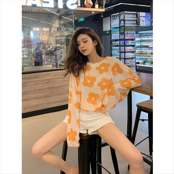 flower t- long sleeve female 2019 thin summer t-shirt loose mesh base sunscreen shirt, White
flower t- long sleeve female 2019 thin summer t-shirt loose mesh base sunscreen shirt, White