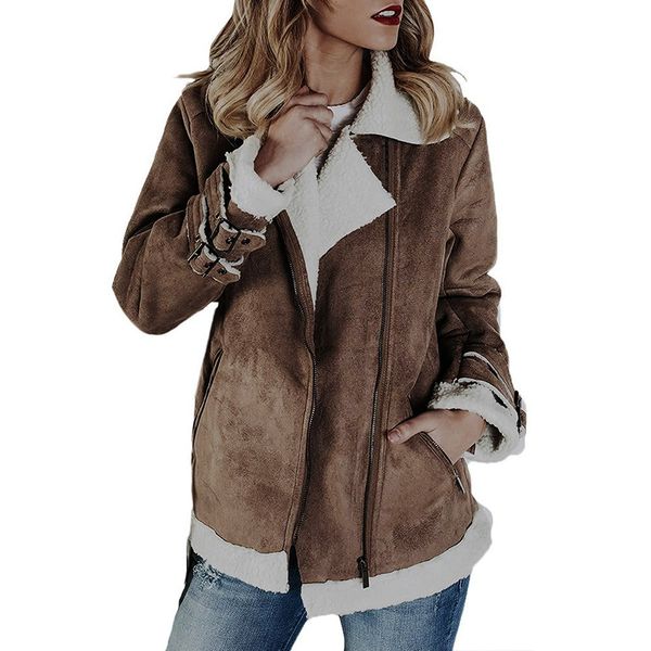 2018 fashion women jacket coat faux suede warm jacket front zipper coat for girls parka outwear with pockets, Black
2018 fashion women jacket coat faux suede warm jacket front zipper coat for girls parka outwear with pockets, Black