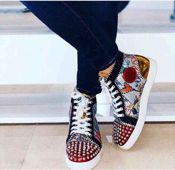 2019 мужчины red подошва обуви graffiti блесток кожаные кроссовки обувь с шипами high top red bottom свадьба круглый toe повседневная обувь, Black
2019 мужчины red подошва обуви graffiti блесток кожаные кроссовки обувь с шипами high top red bottom свадьба круглый toe повседневная обувь, Black