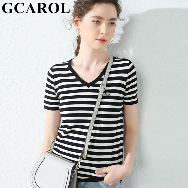 gcarol 2020 spring summer v neck women stripes ice silk t-shirt stretch breathable knitting tees slim fit minimalist 2xl, White
gcarol 2020 spring summer v neck women stripes ice silk t-shirt stretch breathable knitting tees slim fit minimalist 2xl, White