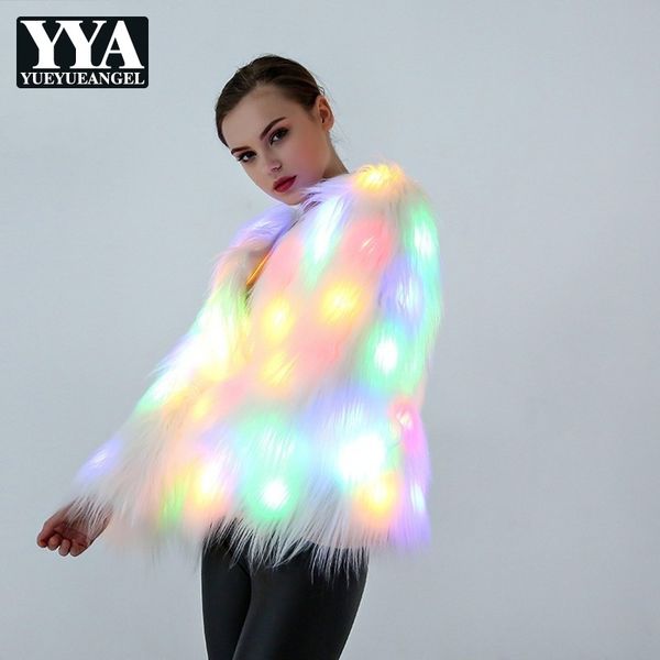 2019 new fashion halloween glowing luminous women faux fur coat cosplay night stage show short style jacket female white outwear, Black
2019 new fashion halloween glowing luminous women faux fur coat cosplay night stage show short style jacket female white outwear, Black