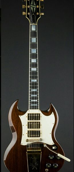custom shop 1968 walnut brown double cutaway sg electric guitar long version maestro vibrola tremolo bridge & whammy bar, gold hardware
custom shop 1968 walnut brown double cutaway sg electric guitar long version maestro vibrola tremolo bridge & whammy bar, gold hardware