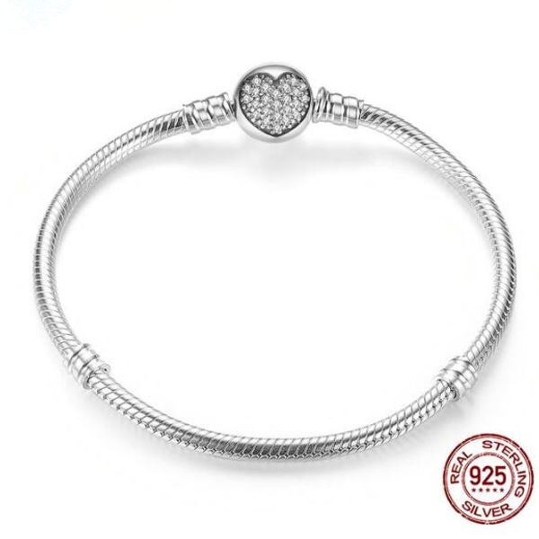 authenetic 925 sterling silver crystal heart clasp snake chain pan bracelets bangle fit bead charm diy europe jewelry, Black
authenetic 925 sterling silver crystal heart clasp snake chain pan bracelets bangle fit bead charm diy europe jewelry, Black