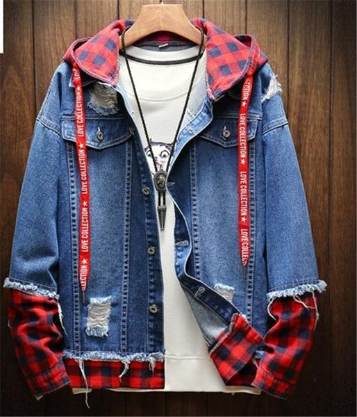 плед печати панелями мужские дизайнерские демин куртки мода разорвал поддельные два куска мужские куртки с капюшоном демин повседневная мужс, Black;brown 
плед печати панелями мужские дизайнерские демин куртки мода разорвал поддельные два куска мужские куртки с капюшоном демин повседневная мужс, Black;brown