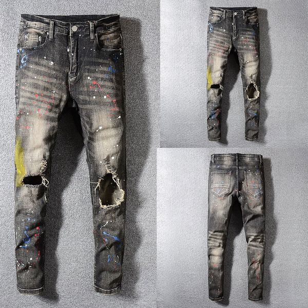 fashion skinny jeans stretch casual pants new designer classical jeans men hole hip hop elastic printed men, Blue
fashion skinny jeans stretch casual pants new designer classical jeans men hole hip hop elastic printed men, Blue