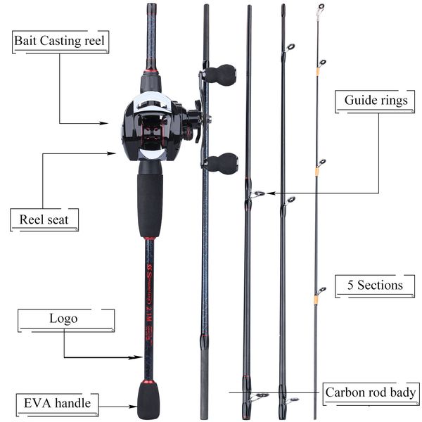 sougayilang fishing rod combo 1.8- 2.4m portable 5 section fishing rod and 18+1bb 6.3:1 gear ratio baitcasting reel fishing set
sougayilang fishing rod combo 1.8- 2.4m portable 5 section fishing rod and 18+1bb 6.3:1 gear ratio baitcasting reel fishing set