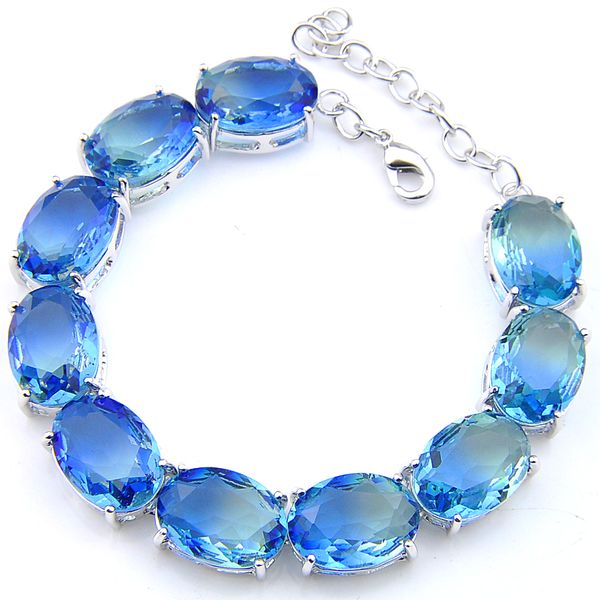 wholesale luckyshine 5 pcs/lot bi colored tourmaline crystal zircon gem bracelets fashion womens silver link chain bangles jewelry new, Black
wholesale luckyshine 5 pcs/lot bi colored tourmaline crystal zircon gem bracelets fashion womens silver link chain bangles jewelry new, Black