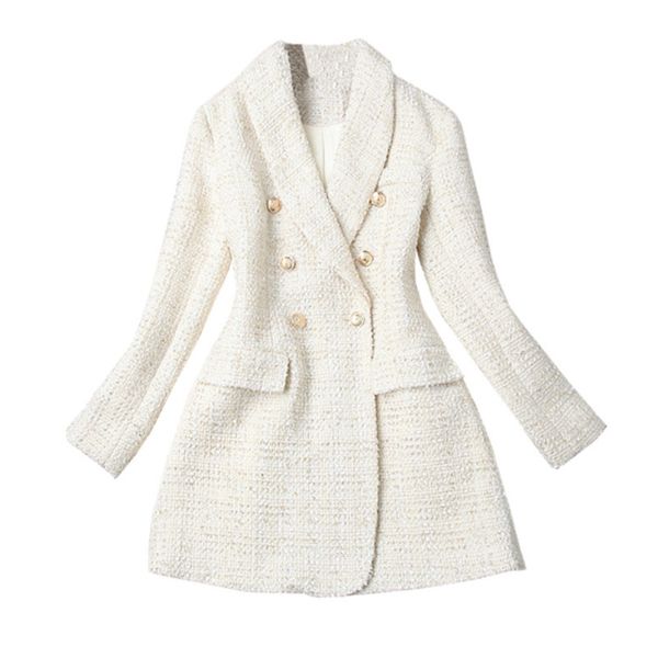 runway 2019 designer blazer women's double breasted metal button long sleeve notched collar jacket wool blends tweed blazer coat, Black
runway 2019 designer blazer women's double breasted metal button long sleeve notched collar jacket wool blends tweed blazer coat, Black
