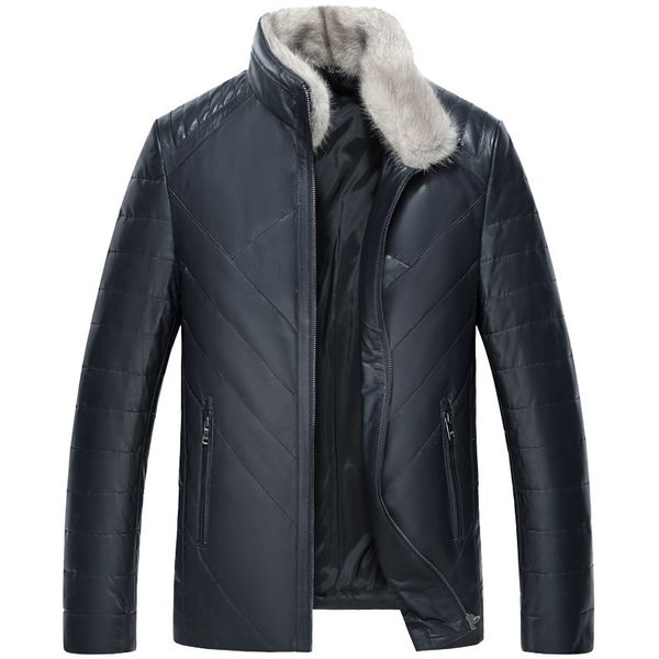 men's leather & faux genuine jacket men winter collar real sheepskin warm down plus size veste homme 1962 my1960, Black
men's leather & faux genuine jacket men winter collar real sheepskin warm down plus size veste homme 1962 my1960, Black