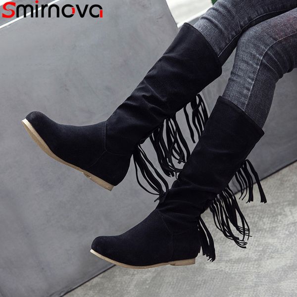smirnova 2020 new autumn winter boots round toe fringe casual slip on mid calf boots simple comfortable ladies shoes women, Black
smirnova 2020 new autumn winter boots round toe fringe casual slip on mid calf boots simple comfortable ladies shoes women, Black