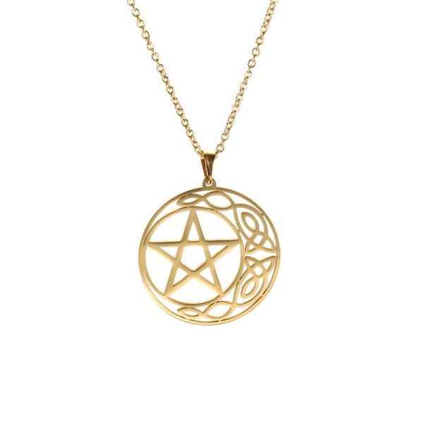 my shape stainless steel pentagram gothic lucky irish knot star amulet silvery golden necklace talisman jewelry gift for female, Silver
my shape stainless steel pentagram gothic lucky irish knot star amulet silvery golden necklace talisman jewelry gift for female, Silver