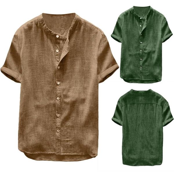 men casual solid color short sleeve cotton linen button down beach loose shirt solid color button comfortable to wear, White;black
men casual solid color short sleeve cotton linen button down beach loose shirt solid color button comfortable to wear, White;black