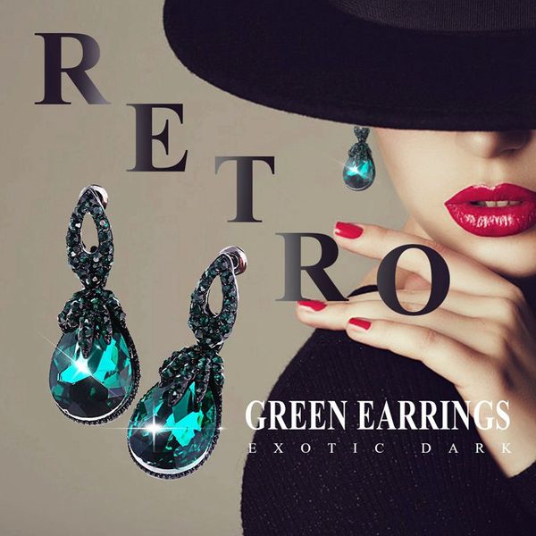 1 pair of vintage exotic bohemian dark green earrings geometric women's drop water drops earring earrings jewelry, Silver
1 pair of vintage exotic bohemian dark green earrings geometric women's drop water drops earring earrings jewelry, Silver