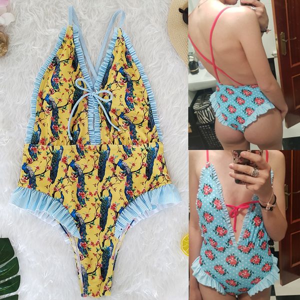 miyouj ruffle one piece swimsuit deep v swimwear women printing bandage bikini bather swim suit ladies swimwear biquini, White;black
miyouj ruffle one piece swimsuit deep v swimwear women printing bandage bikini bather swim suit ladies swimwear biquini, White;black