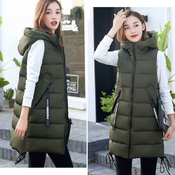 black long vest winter coat women sleeveless down cotton jacket solid slim female pockets vest femme korean waistcoat, Black;white
black long vest winter coat women sleeveless down cotton jacket solid slim female pockets vest femme korean waistcoat, Black;white