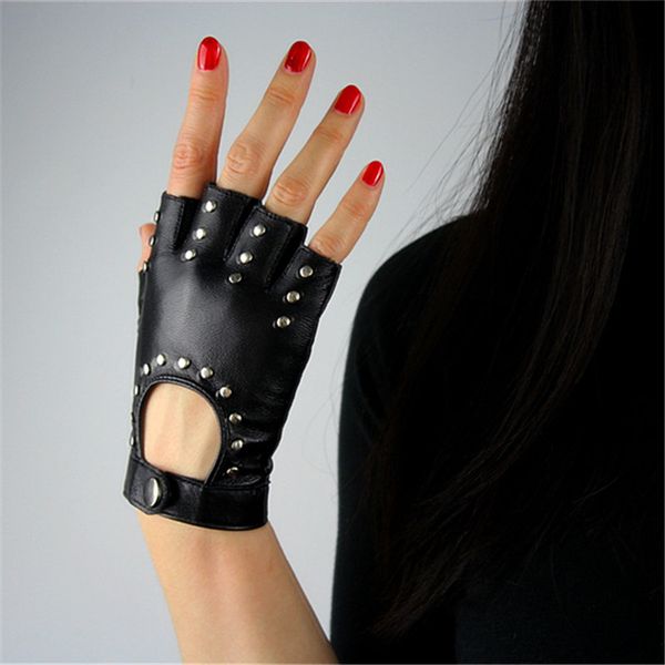 genuine leather pure sheepskin black women semi-finger fingerless gloves female fashion hip-hop rivets dance mittens tb18, Blue;gray
genuine leather pure sheepskin black women semi-finger fingerless gloves female fashion hip-hop rivets dance mittens tb18, Blue;gray