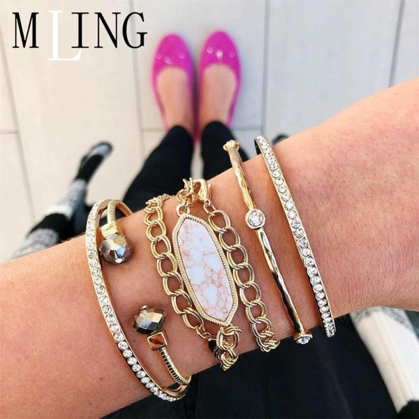 mling 5 pcs/set vintage gold alloy link bracelet set bohemian crystal natural stone bracelet for women, Golden;silver
mling 5 pcs/set vintage gold alloy link bracelet set bohemian crystal natural stone bracelet for women, Golden;silver