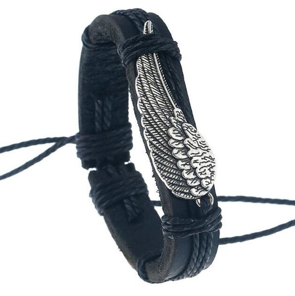 new fashion 100% leather bracelet angel's wings charm men bracelet alloy charms bracelet jewelry party fine jewelry leather for unisex, Golden;silver
new fashion 100% leather bracelet angel's wings charm men bracelet alloy charms bracelet jewelry party fine jewelry leather for unisex, Golden;silver