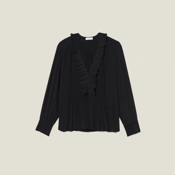 women shirt 2019 autumn and winter v neck ruffles lace v-neck pleated silk blouses shirts, White
women shirt 2019 autumn and winter v neck ruffles lace v-neck pleated silk blouses shirts, White