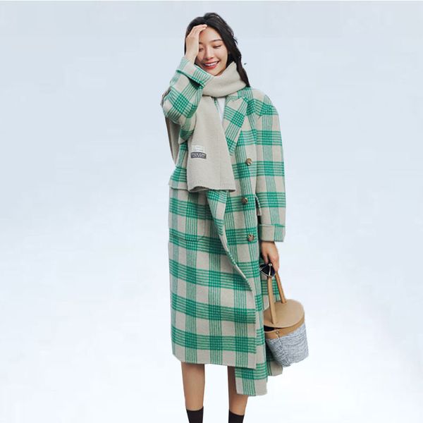 elegant winter woolen coat women's long plaid wool jacket women's wool & blends coats student loose plaid coat woman, Black
elegant winter woolen coat women's long plaid wool jacket women's wool & blends coats student loose plaid coat woman, Black