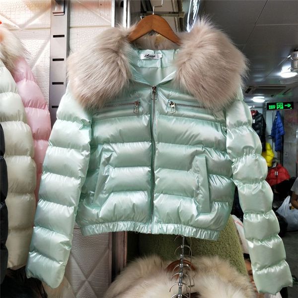 short winter coat woman 2019 winter new large faux fur collar slim-fit bright face down padded short coat women's quilted parka, Black
short winter coat woman 2019 winter new large faux fur collar slim-fit bright face down padded short coat women's quilted parka, Black