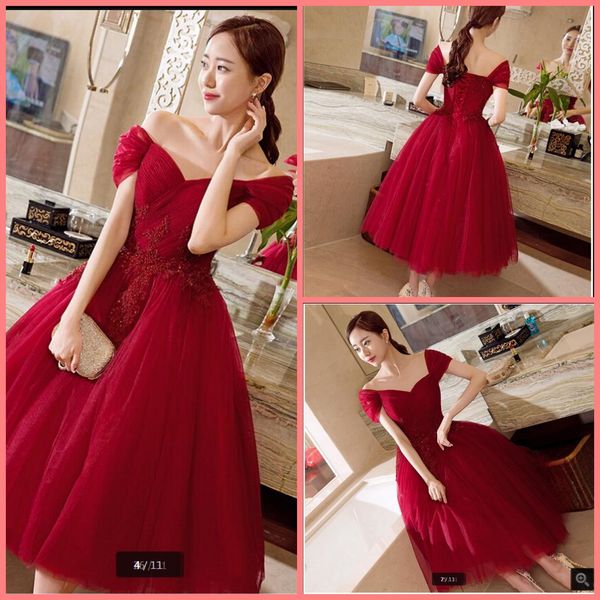 2019 real picture wine lace appliques ankle length cocktail prom dress a line cap sleeve with v neckline pleated prom dresses sale, Black
2019 real picture wine lace appliques ankle length cocktail prom dress a line cap sleeve with v neckline pleated prom dresses sale, Black