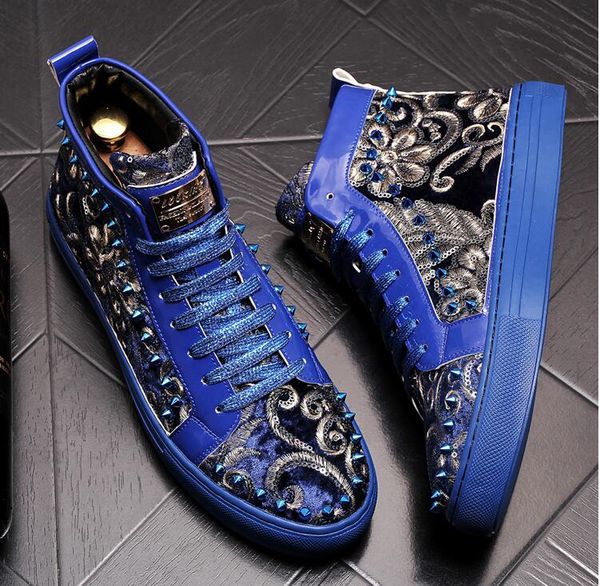 rivet men shoes sneakers spikes high shiny punk men casual shoes platform ankle boots, Black
rivet men shoes sneakers spikes high shiny punk men casual shoes platform ankle boots, Black