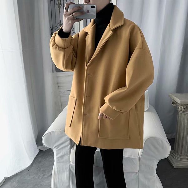 шерстяное пальто мужская мода solid color повседневный длинный шерстяной куртки мужчины streetwear wild сыпучие британский стиль пальто мужс, Black
шерстяное пальто мужская мода solid color повседневный длинный шерстяной куртки мужчины streetwear wild сыпучие британский стиль пальто мужс, Black