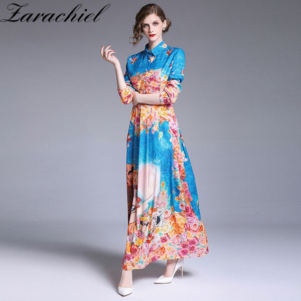 fashion designer runway floral long sleeve maxi dresses 2019 fall women elegant party floral cartoon characters print long dress, Black;gray
fashion designer runway floral long sleeve maxi dresses 2019 fall women elegant party floral cartoon characters print long dress, Black;gray