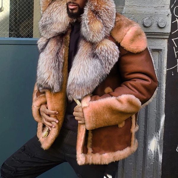 men's casual thicken faux fur leather jacket trench lapel parka coat male warm outerwear autumn winter, Black;brown
men's casual thicken faux fur leather jacket trench lapel parka coat male warm outerwear autumn winter, Black;brown