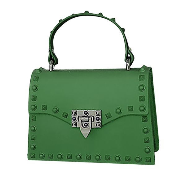 

green color handbags sac main femme women's fashion dull polish rivet jelly bag single shoulder messenger bags bolsa feminina #c