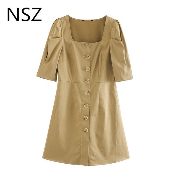 casual dresses nsz women cotton summer mini short dress puff sleeve square collar button elegant office ladies slim vestidos mujer 2021, Black;gray
casual dresses nsz women cotton summer mini short dress puff sleeve square collar button elegant office ladies slim vestidos mujer 2021, Black;gray
